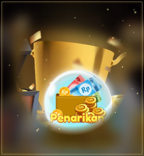 Piala emas dengan gelembung Top-up dan Penarikan pada artwork resmi pcpc7